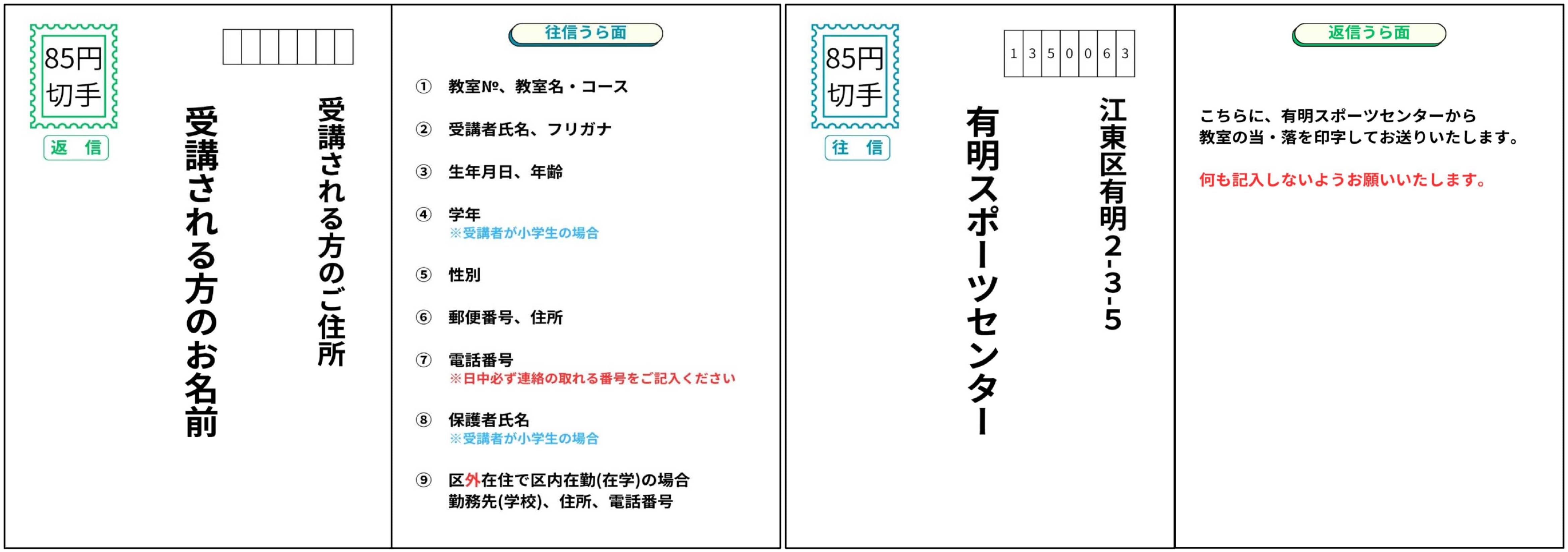 往復はがきの申込み方法